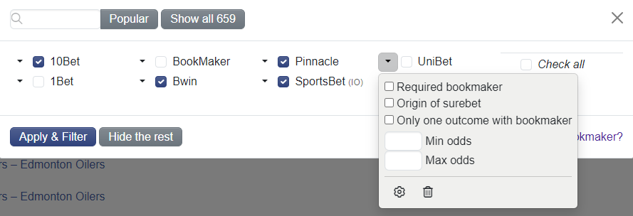 Liste personnelle de bookmakers