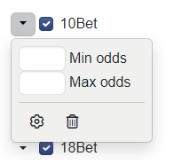 Menu du bookmaker