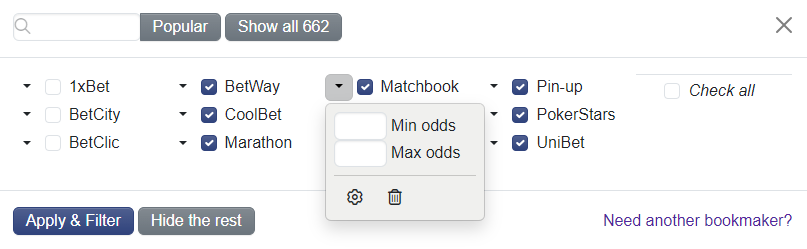 Liste personnelle de bookmakers