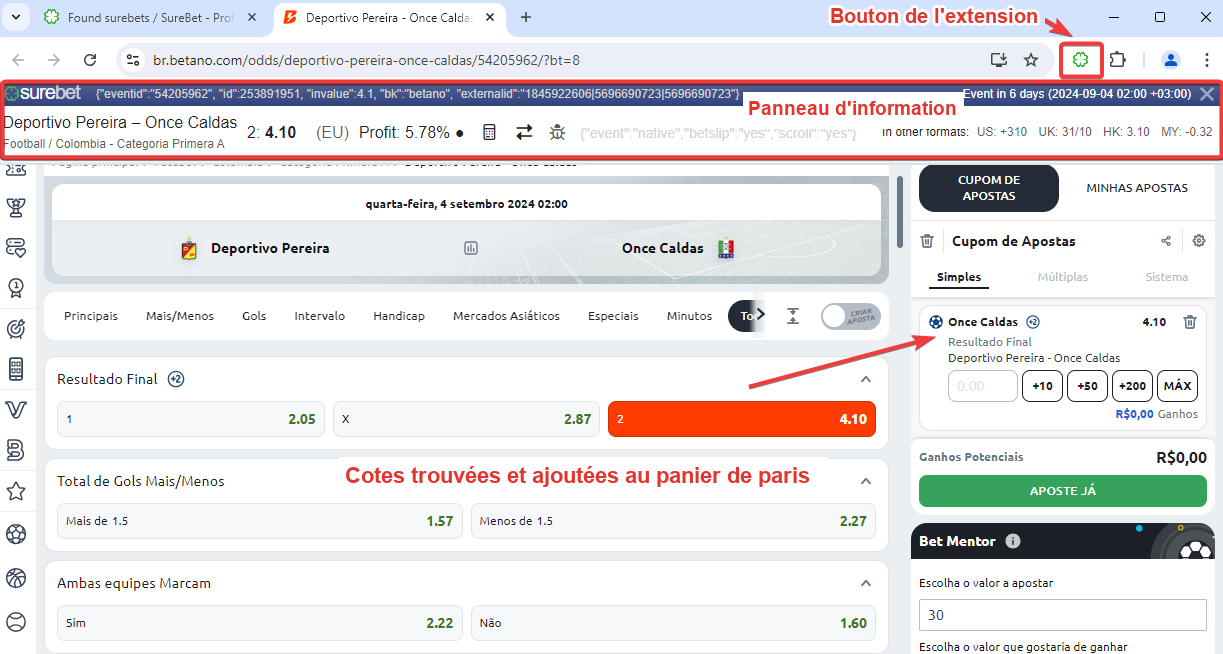 Écran d'explication de l'extension