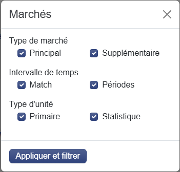 Marchés dans le filtre