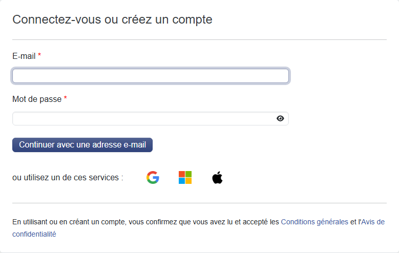 Formulaire de connexion