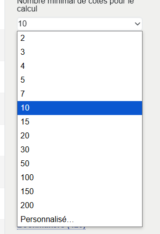 Cotes minimales pour le calcul