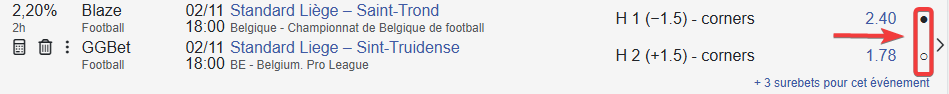 Surebet initiateur avec un cercle