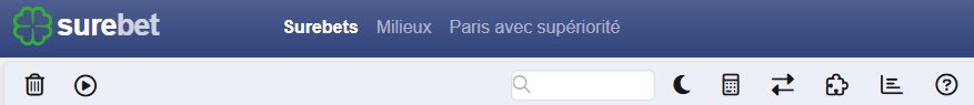 Panneau supérieur des surebets