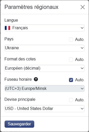Paramètres régionaux