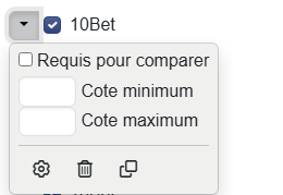 Menu du bookmaker