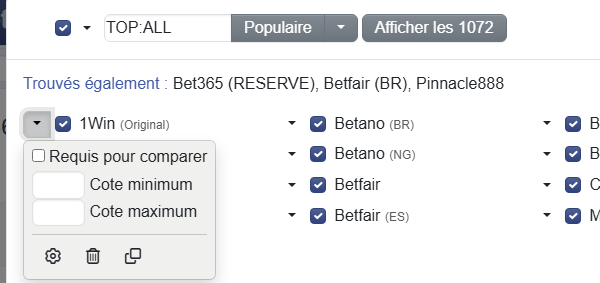 Liste personnelle de bookmakers